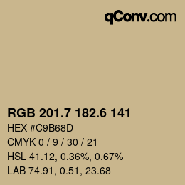 カラーコード: RGB 201.7 182.6 141 | qconv.com