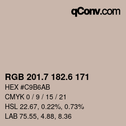 カラーコード: RGB 201.7 182.6 171 | qconv.com