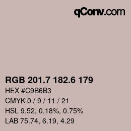 カラーコード: RGB 201.7 182.6 179 | qconv.com
