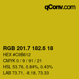 カラーコード: RGB 201.7 182.6 18 | qconv.com