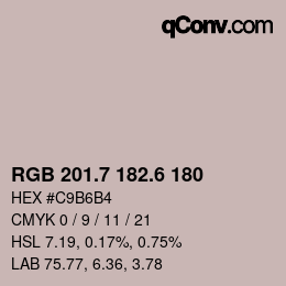 カラーコード: RGB 201.7 182.6 180 | qconv.com