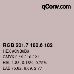 カラーコード: RGB 201.7 182.6 182 | qconv.com
