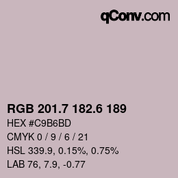 カラーコード: RGB 201.7 182.6 189 | qconv.com