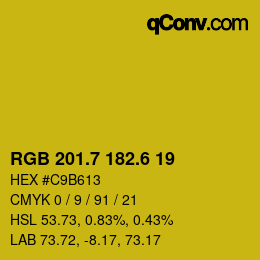 カラーコード: RGB 201.7 182.6 19 | qconv.com