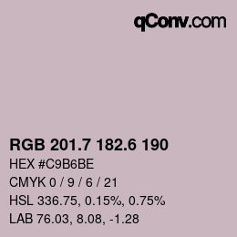 カラーコード: RGB 201.7 182.6 190 | qconv.com