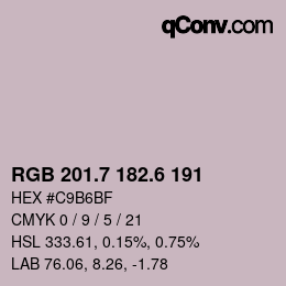 カラーコード: RGB 201.7 182.6 191 | qconv.com