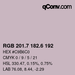 カラーコード: RGB 201.7 182.6 192 | qconv.com