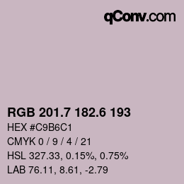 カラーコード: RGB 201.7 182.6 193 | qconv.com