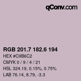 カラーコード: RGB 201.7 182.6 194 | qconv.com