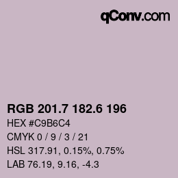 カラーコード: RGB 201.7 182.6 196 | qconv.com