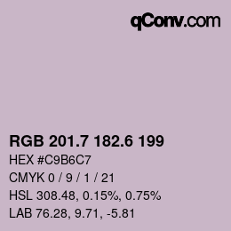 カラーコード: RGB 201.7 182.6 199 | qconv.com