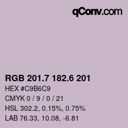 カラーコード: RGB 201.7 182.6 201 | qconv.com