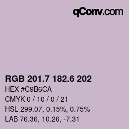 カラーコード: RGB 201.7 182.6 202 | qconv.com