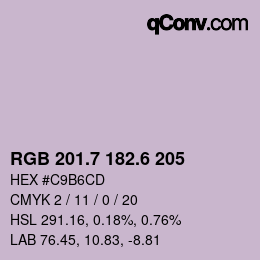 カラーコード: RGB 201.7 182.6 205 | qconv.com