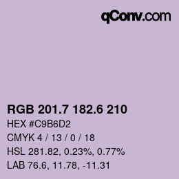 カラーコード: RGB 201.7 182.6 210 | qconv.com