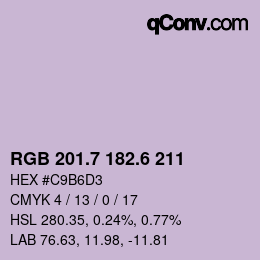 カラーコード: RGB 201.7 182.6 211 | qconv.com