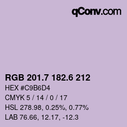 カラーコード: RGB 201.7 182.6 212 | qconv.com
