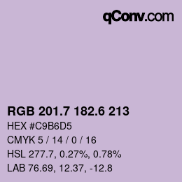 カラーコード: RGB 201.7 182.6 213 | qconv.com