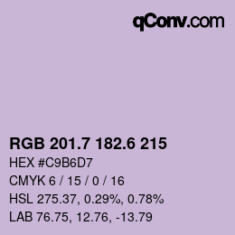 カラーコード: RGB 201.7 182.6 215 | qconv.com