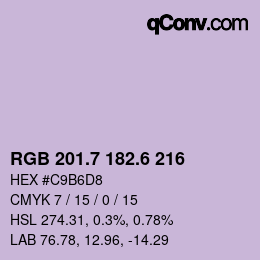 カラーコード: RGB 201.7 182.6 216 | qconv.com