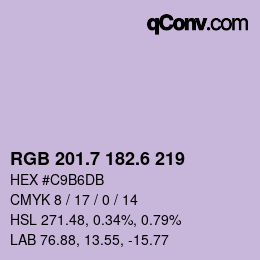 カラーコード: RGB 201.7 182.6 219 | qconv.com
