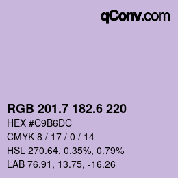 カラーコード: RGB 201.7 182.6 220 | qconv.com