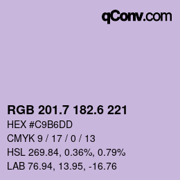 カラーコード: RGB 201.7 182.6 221 | qconv.com