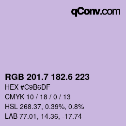 カラーコード: RGB 201.7 182.6 223 | qconv.com