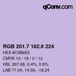 カラーコード: RGB 201.7 182.6 224 | qconv.com