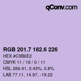 カラーコード: RGB 201.7 182.6 226 | qconv.com