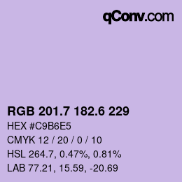 カラーコード: RGB 201.7 182.6 229 | qconv.com