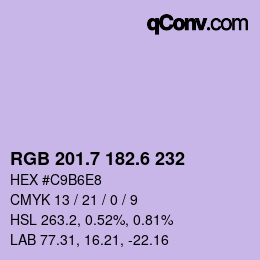 カラーコード: RGB 201.7 182.6 232 | qconv.com