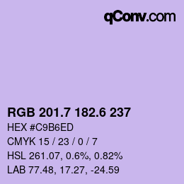 カラーコード: RGB 201.7 182.6 237 | qconv.com