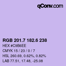 カラーコード: RGB 201.7 182.6 238 | qconv.com