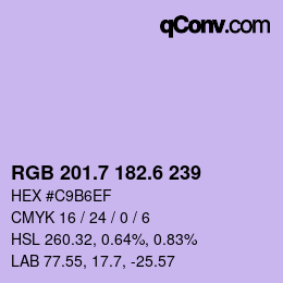 カラーコード: RGB 201.7 182.6 239 | qconv.com