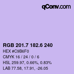 カラーコード: RGB 201.7 182.6 240 | qconv.com