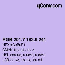 カラーコード: RGB 201.7 182.6 241 | qconv.com