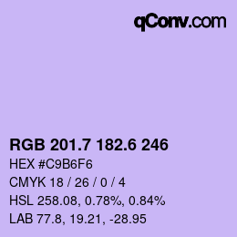 カラーコード: RGB 201.7 182.6 246 | qconv.com