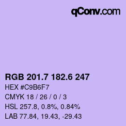カラーコード: RGB 201.7 182.6 247 | qconv.com