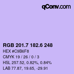 カラーコード: RGB 201.7 182.6 248 | qconv.com
