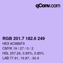 カラーコード: RGB 201.7 182.6 249 | qconv.com