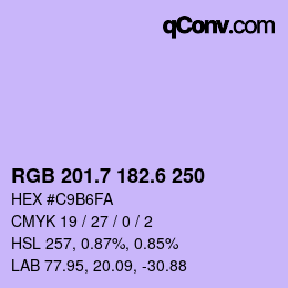 カラーコード: RGB 201.7 182.6 250 | qconv.com