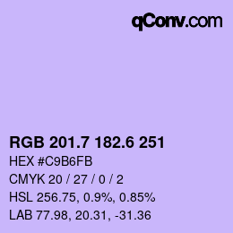 カラーコード: RGB 201.7 182.6 251 | qconv.com