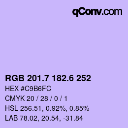 カラーコード: RGB 201.7 182.6 252 | qconv.com