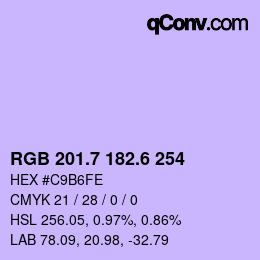 カラーコード: RGB 201.7 182.6 254 | qconv.com