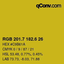 カラーコード: RGB 201.7 182.6 26 | qconv.com