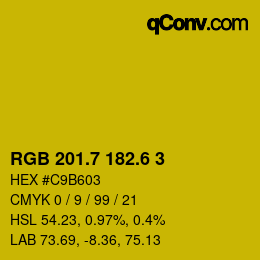 カラーコード: RGB 201.7 182.6 3 | qconv.com