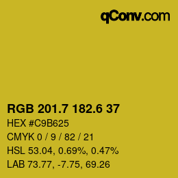 カラーコード: RGB 201.7 182.6 37 | qconv.com