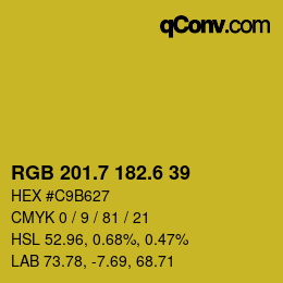 カラーコード: RGB 201.7 182.6 39 | qconv.com