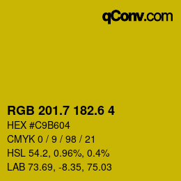 カラーコード: RGB 201.7 182.6 4 | qconv.com